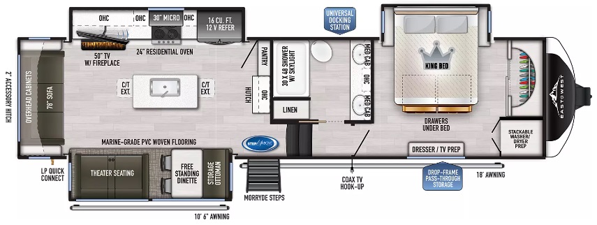 2023 EAST TO WEST RV AHARA 365RL, , floor-plans-day image number 0